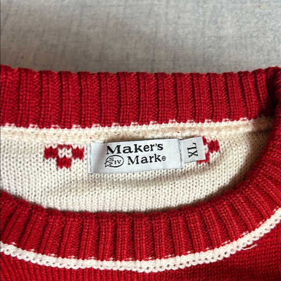 NWOT. Mens. Maker’s Mark. Red and Cream Men's Sweater XL - Picture 10 of 13